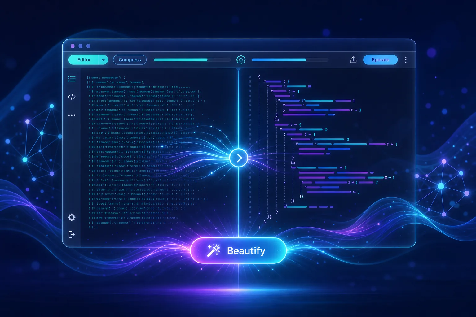 Interface FastMinify avec le bouton Beautify mis en avant