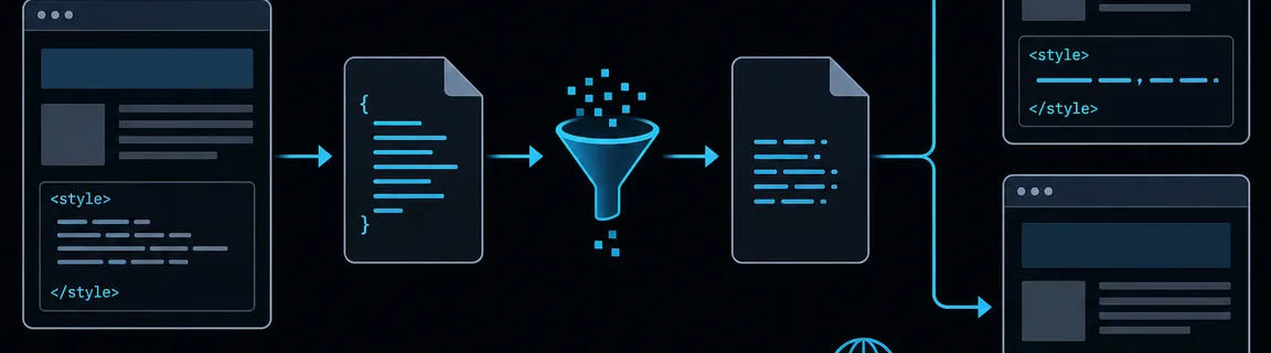Critical CSS flow diagram: extraction, minification, inline and async loading