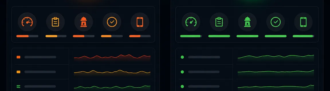 Visual comparison of Lighthouse scores before and after Critical CSS optimization