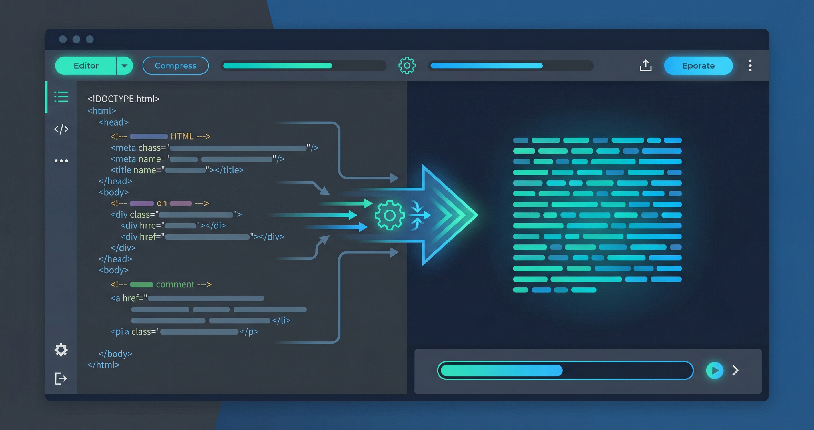 FastMinify online HTML minification tool interface
