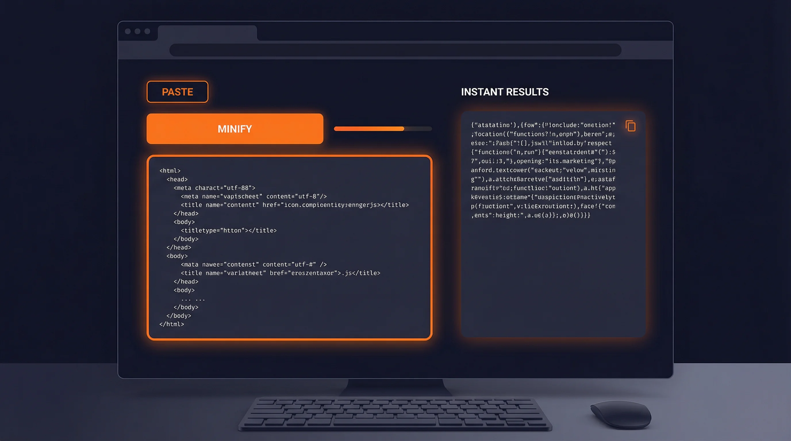 Developer using online code minification tool in browser